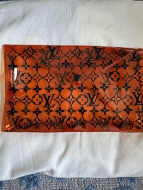 Louis Vuitton Orange Clear Monogram Envelope Pouch with Black Print